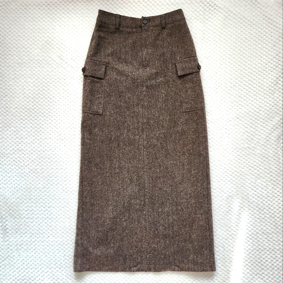 Vintage Dresses & Skirts - Vintage Wool Blend Cargo Midi Skirt
